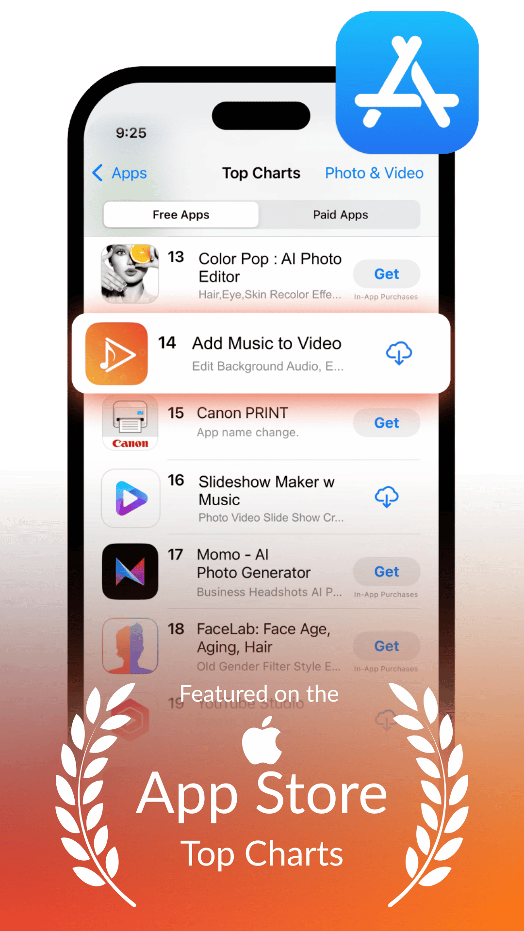 Add Music to Video featured on App Store Top Charts